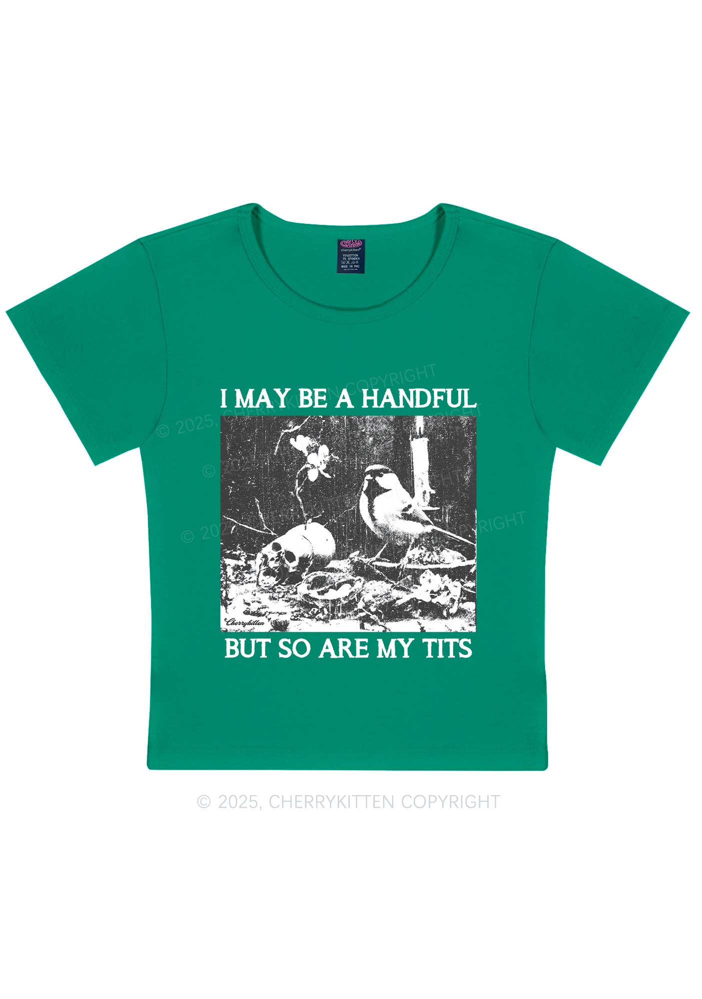 Halloween I May Be A Handful Y2K Baby Tee Cherrykitten