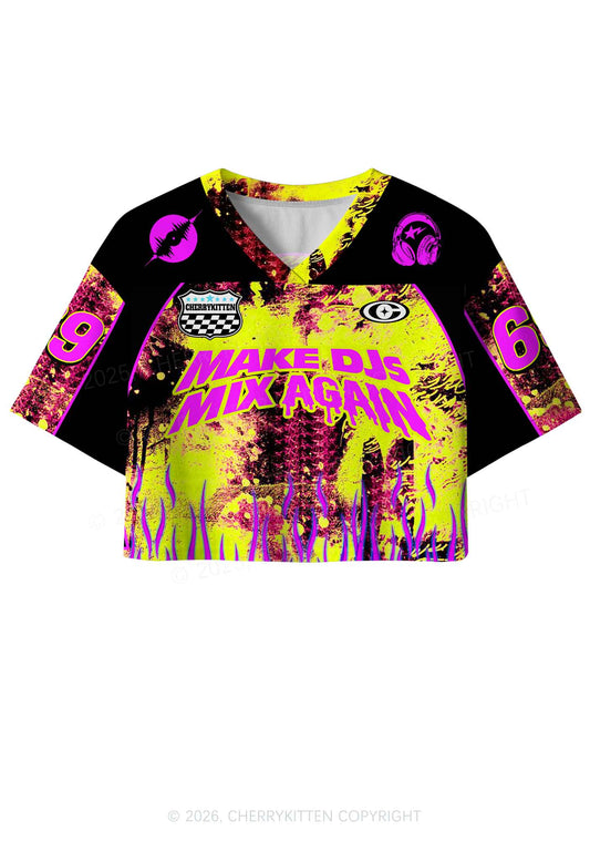 Make DJs Mix Again Y2K Crop Sport Jersey Shirts Cherrykitten