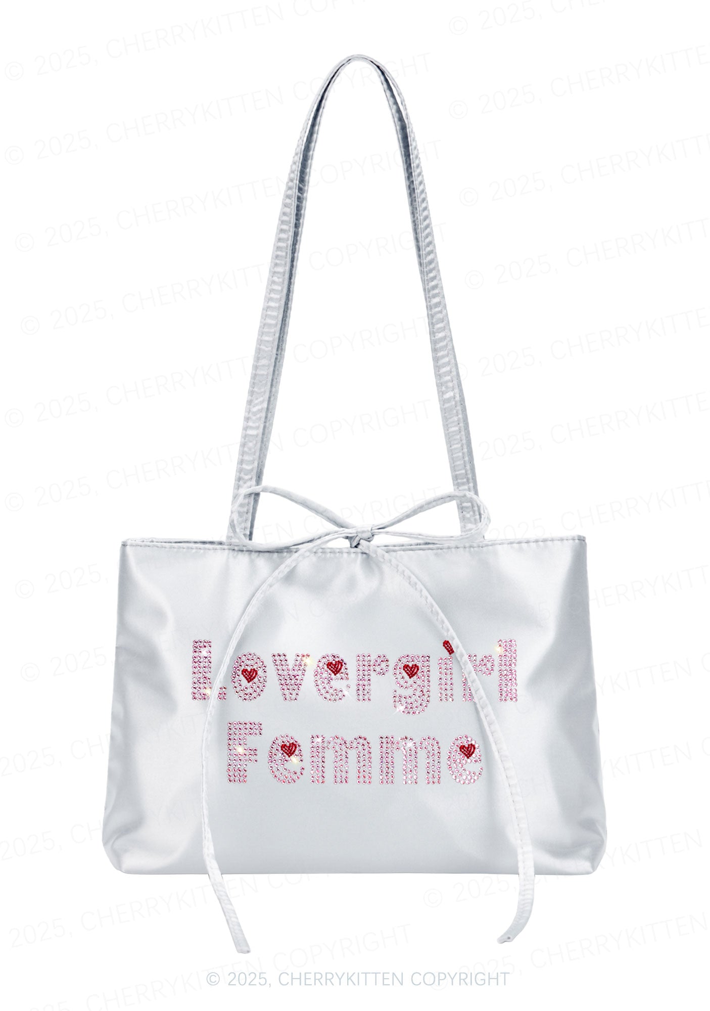Rhinestone Lovergirl Femme Pride Y2K Satin Bags Cherrykitten