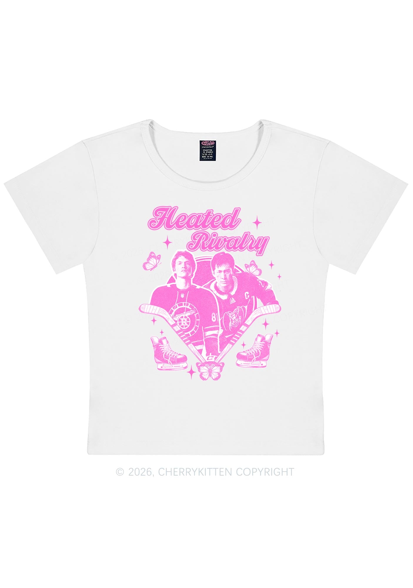 Retro Hockey Elements Y2K Baby Tee Cherrykitten