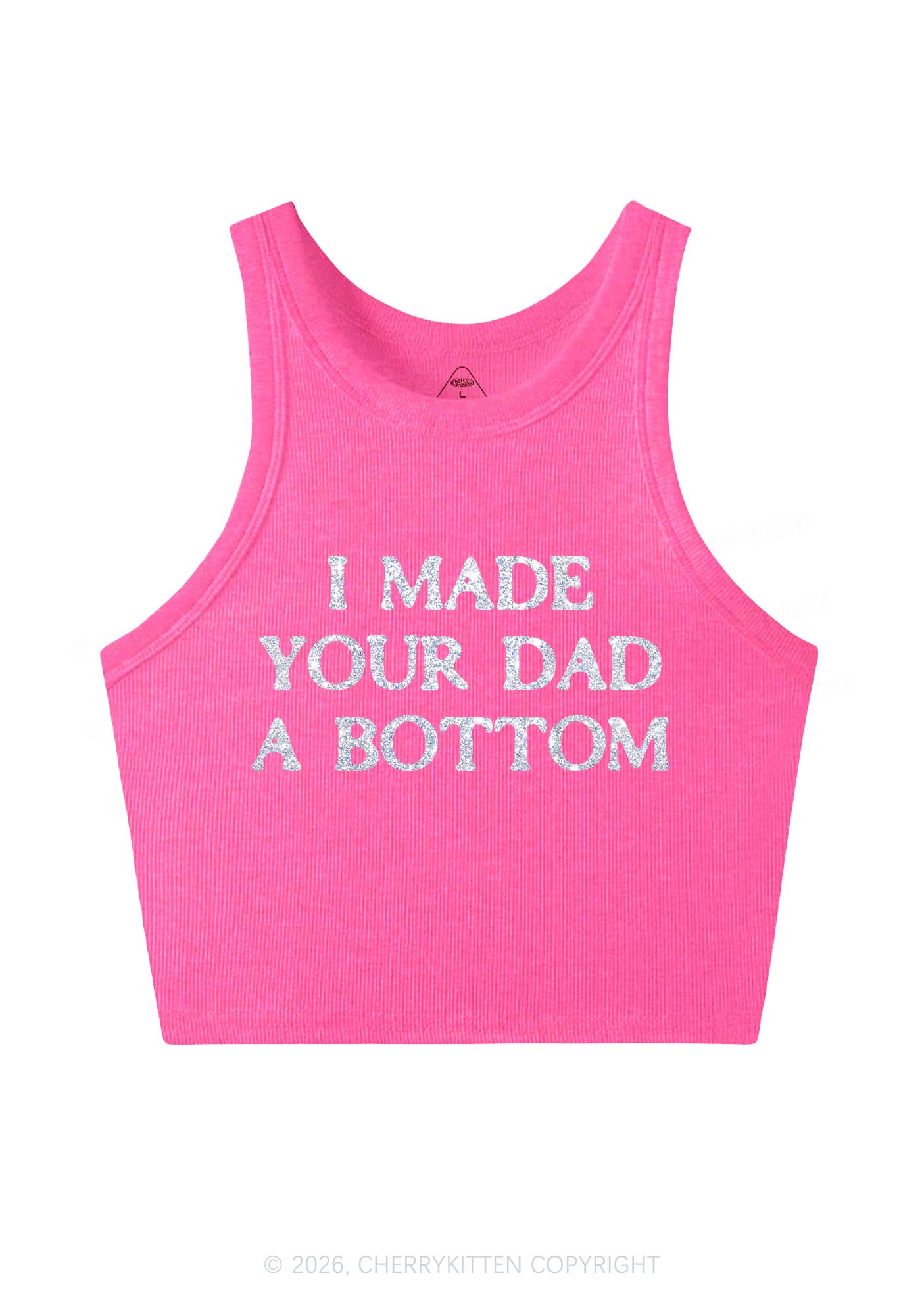 Glitter I Made Your Dad A Bottom Pride Y2K Crop Tank Top Cherrykitten