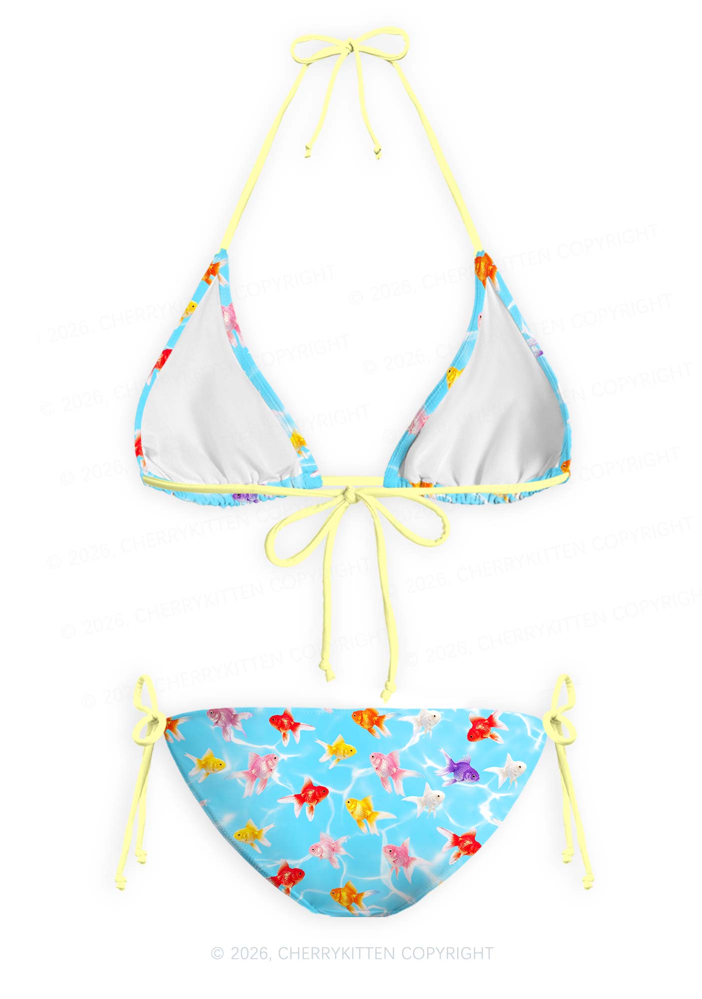 Water Ripple Goldfish Y2K Print Bikini Set Cherrykitten