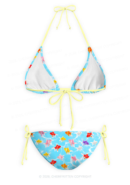 Water Ripple Goldfish Y2K Print Bikini Set Cherrykitten