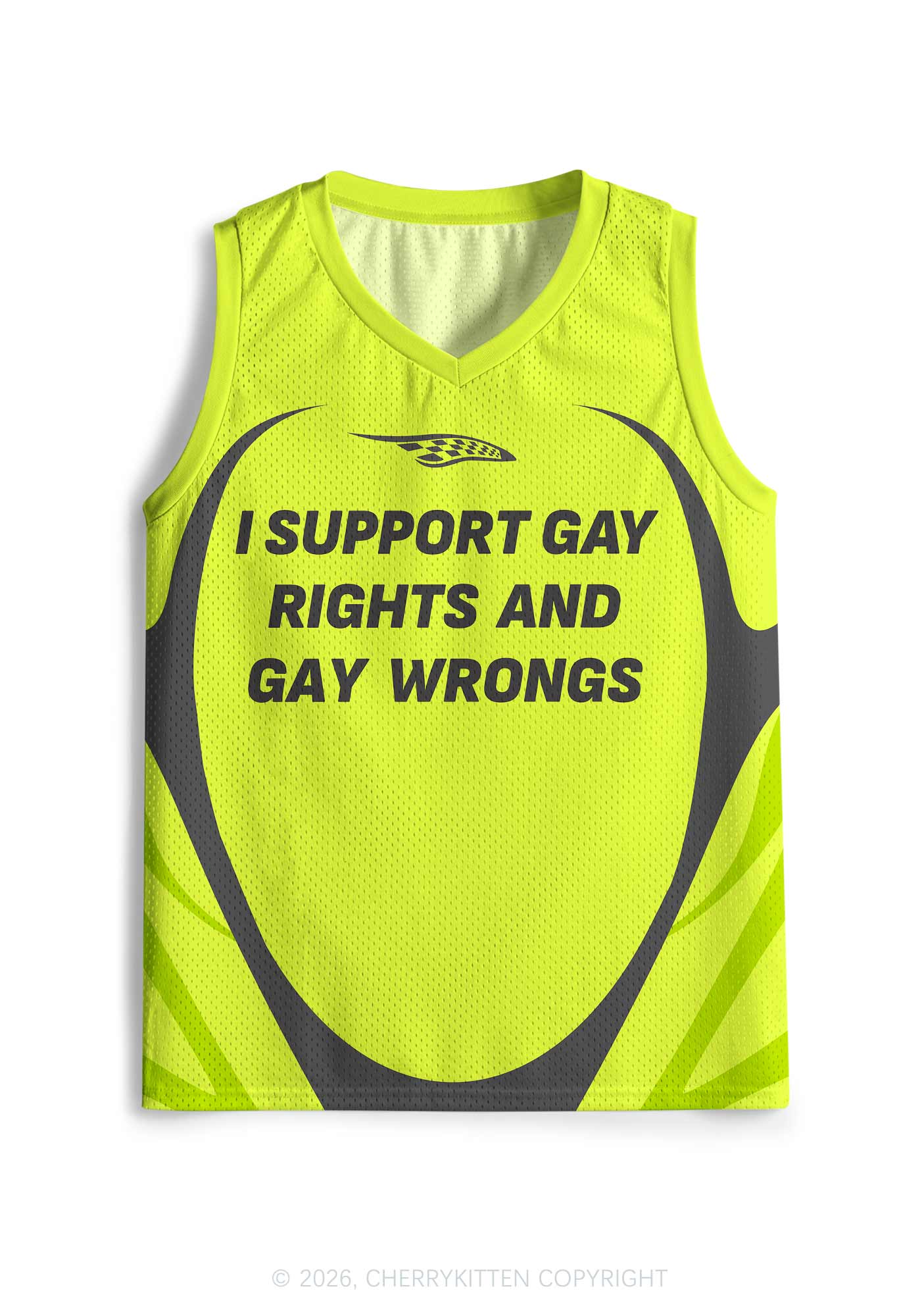Lime Green I Support Gay Rights Pride Y2K Sport Jersey Tank Cherrykitten