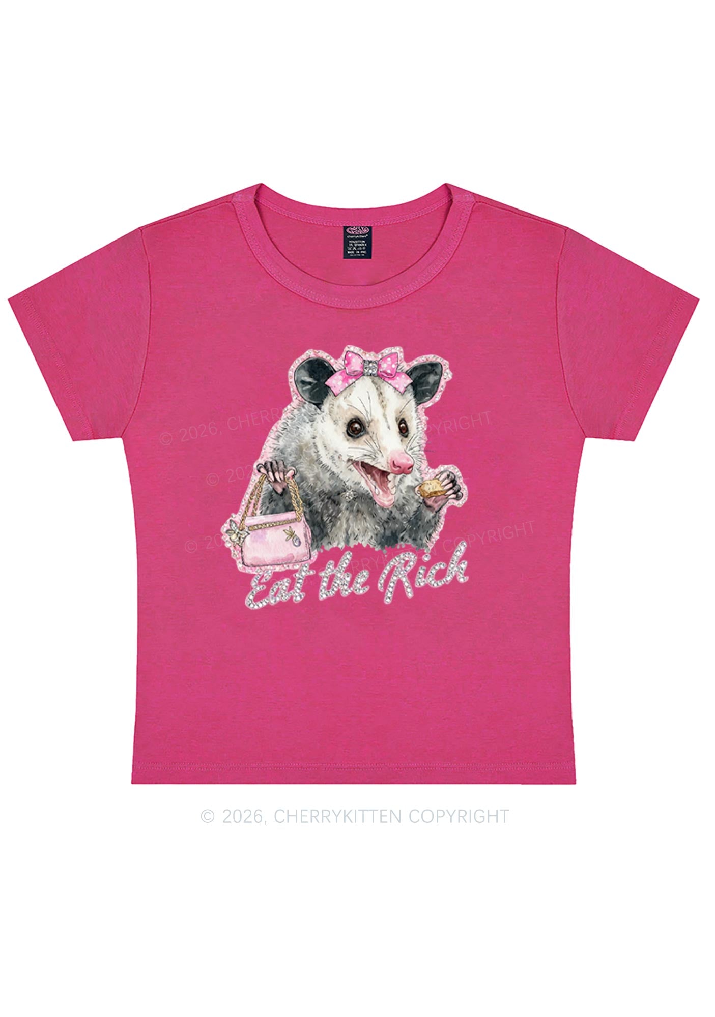Eat The Rich Possum Y2K Baby Tee Cherrykitten