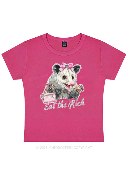 Eat The Rich Possum Y2K Baby Tee Cherrykitten