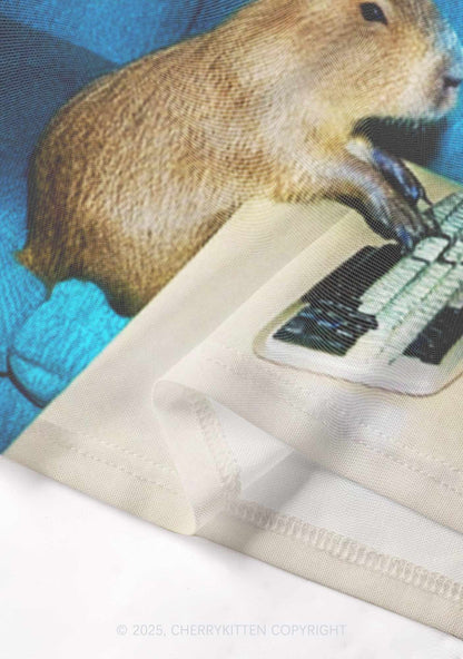 Keyboard Capybara Y2K Mesh Cami Tank Cherrykitten