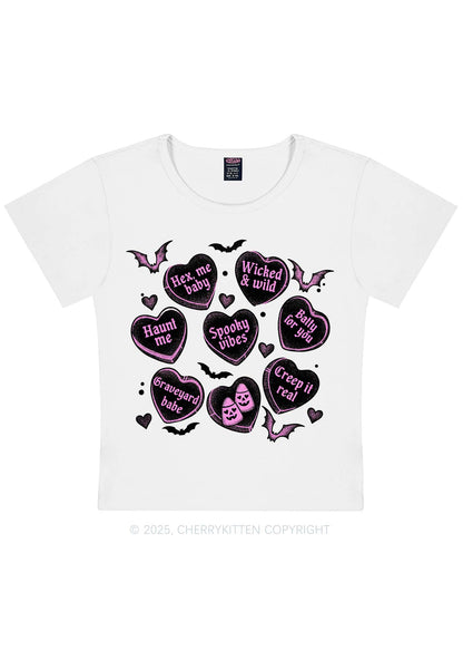 Spooky Candy Heart Valentine's Day Y2K Baby Tee Cherrykitten