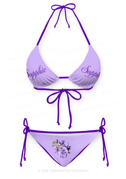 Purple Sapphic Pride Y2K Print Bikini Set Cherrykitten