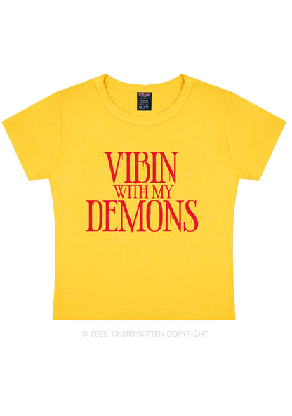 Halloween Vibin With My Demons Y2K Baby Tee Cherrykitten