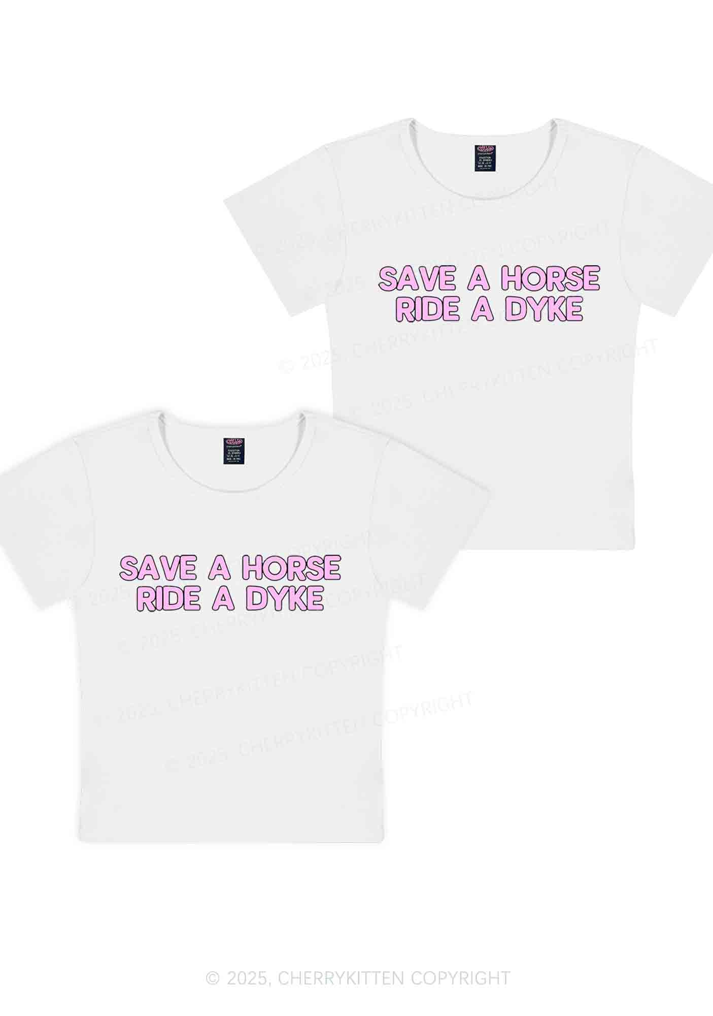Save Horse Ride Dyke Y2K Valentine's Day Baby Tee Cherrykitten