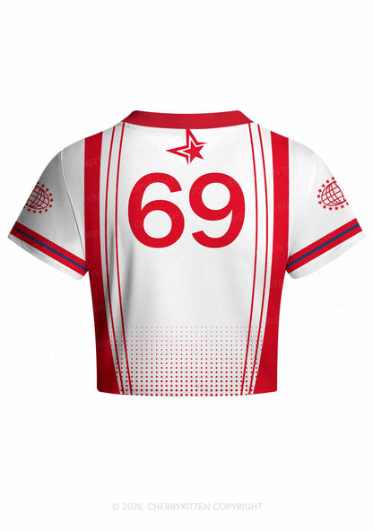 Custom Red Gradient Dots Y2K Crop Football Jersey Shirts Cherrykitten