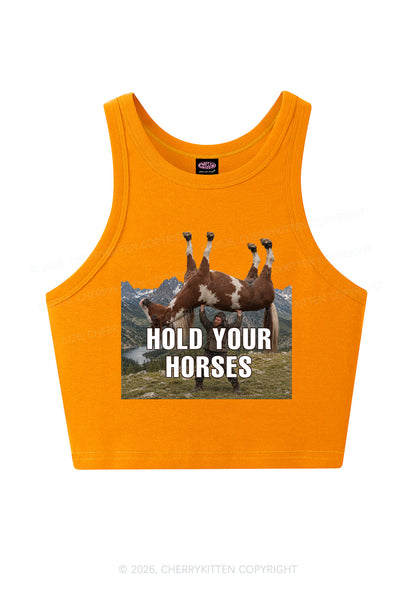 Man Hold Your Horses Y2K Crop Tank Top Cherrykitten