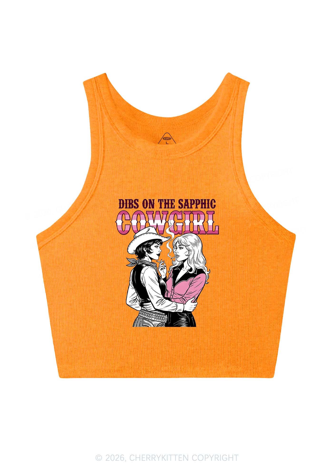 Dibs On The Sapphic Cowgirl Pride Y2K Crop Tank Top Cherrykitten