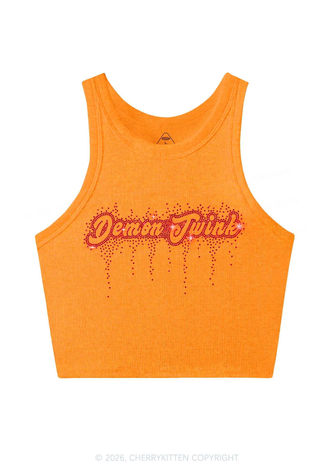 Rhinestone Demon Twink Pride Y2K Crop Tank Top Cherrykitten