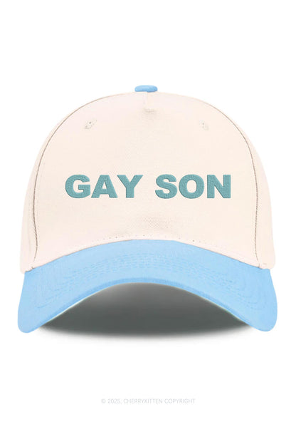 Embroidered Gay Son Pride Y2K Color Block Baseball Cap Cherrykitten