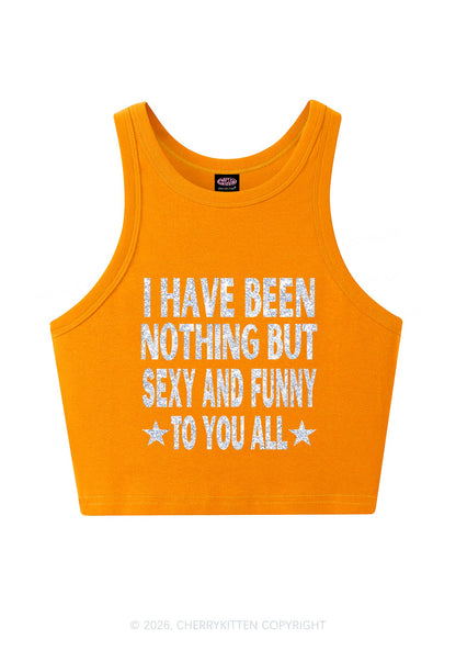 Glitter I Have Been Funny Y2K Crop Tank Top Cherrykitten