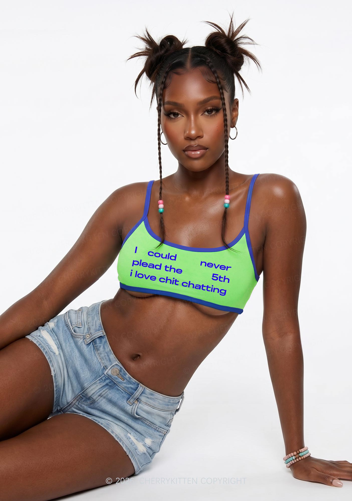 I Love Chit Chatting Y2K Super Crop Cami Cherrykitten