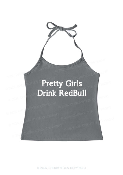 Pretty Girls Drink Red Y2K Halter Neck Cami Cherrykitten