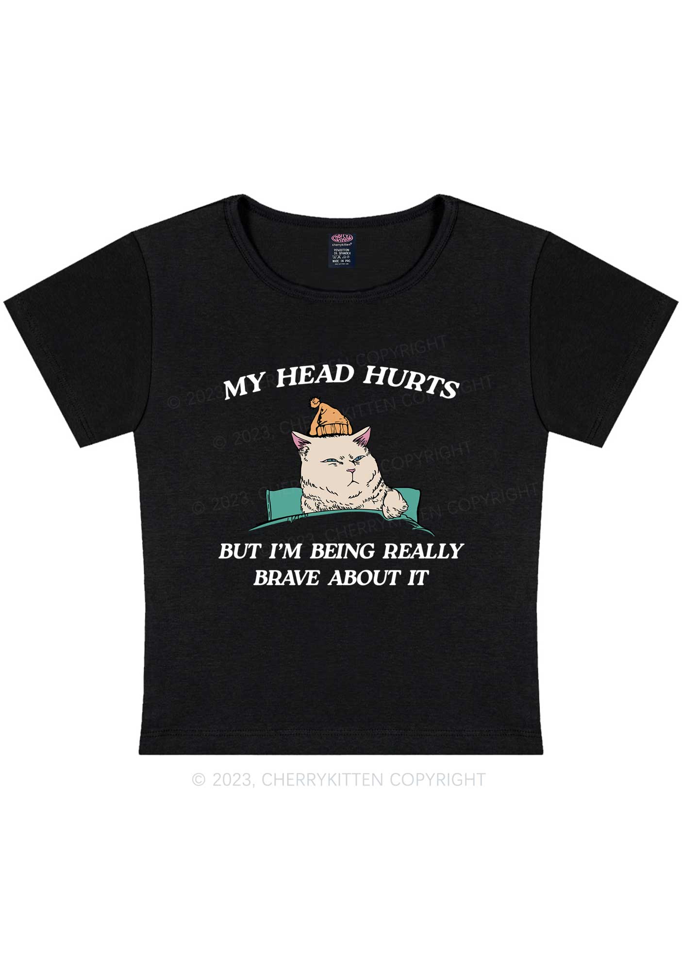 Head Hurts Y2K Baby Tee Cherrykitten