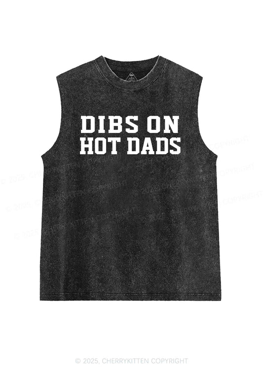 Dibs On Hot Dads Y2K Washed Muscle Tank Cherrykitten