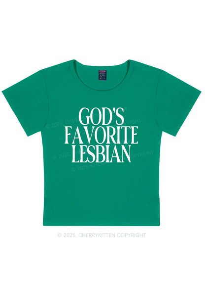 Gods Favorite Lesbian Pride Y2K Baby Tee Cherrykitten