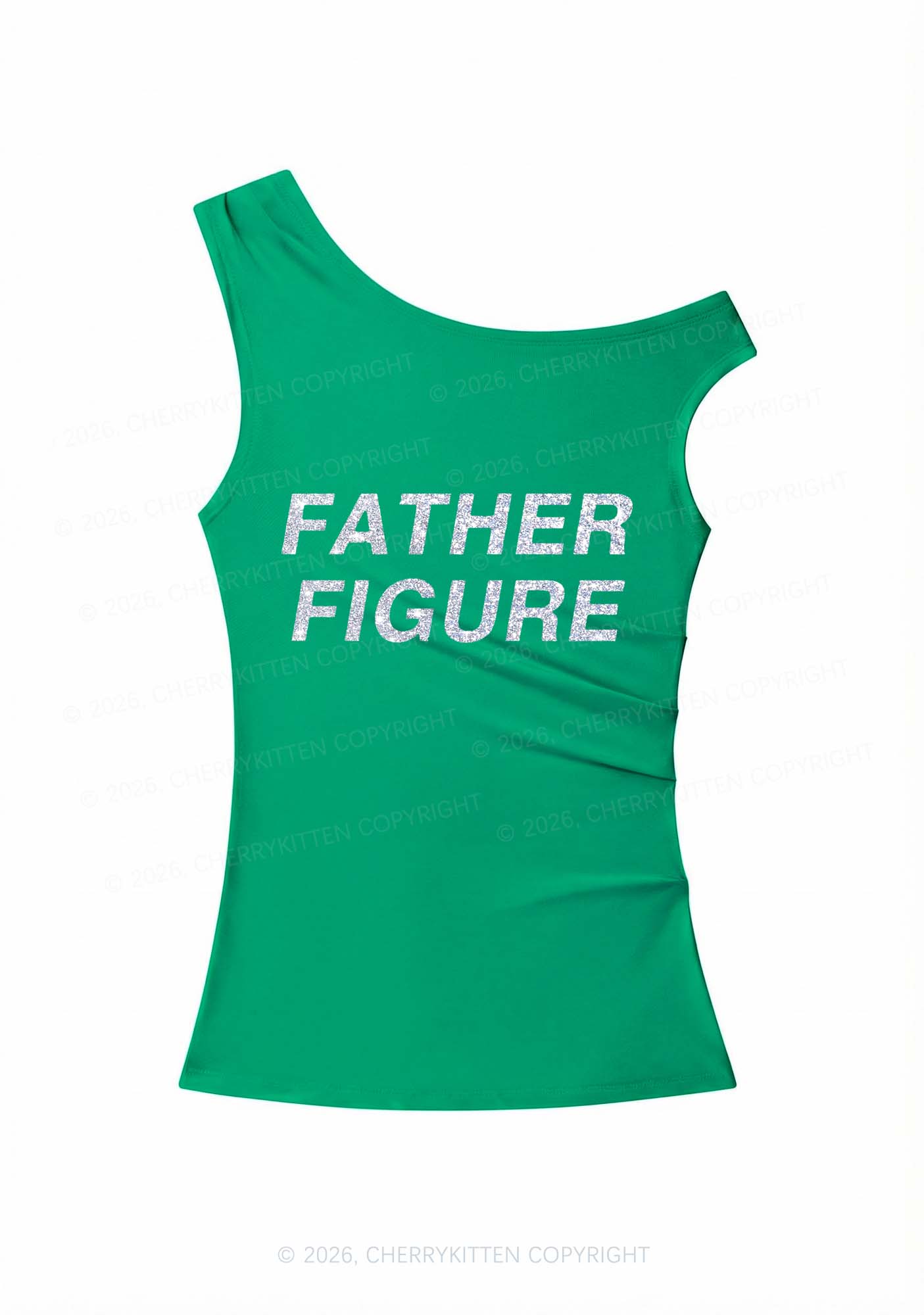 Glitter Father Figure Y2K Off Shoulder Tank Top Cherrykitten