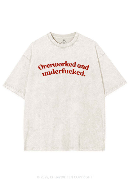 Overworked And Underfxcked Y2K Washed Tee Cherrykitten
