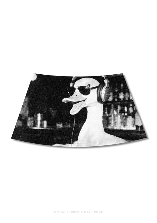 DJ Duck Spinning Records Y2K Print Mini Skirt Cherrykitten
