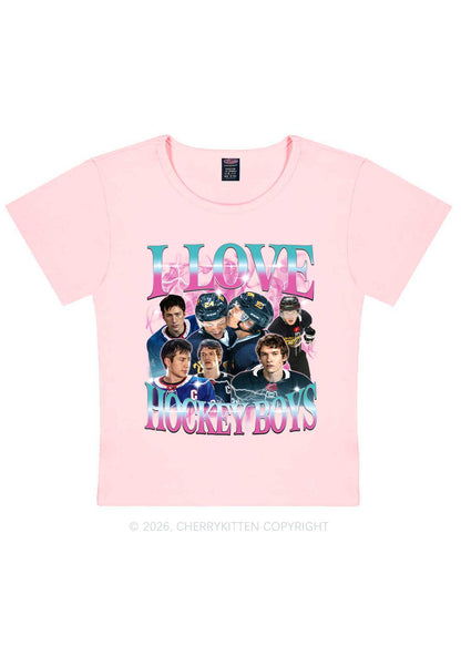 Pink Blue Gradient I Love Hockey Boys HR Y2K Baby Tee Cherrykitten