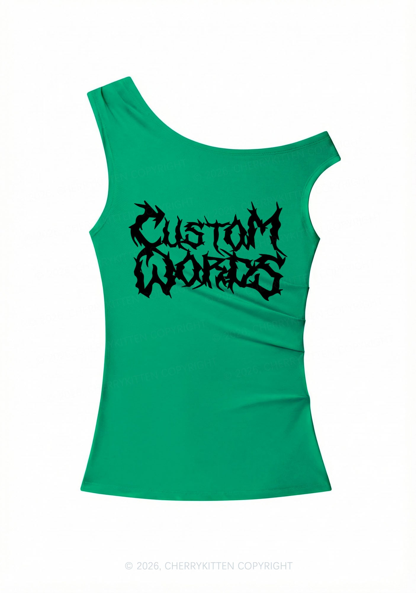 Custom Text Punk Font Y2K Off Shoulder Tank Top Cherrykitten