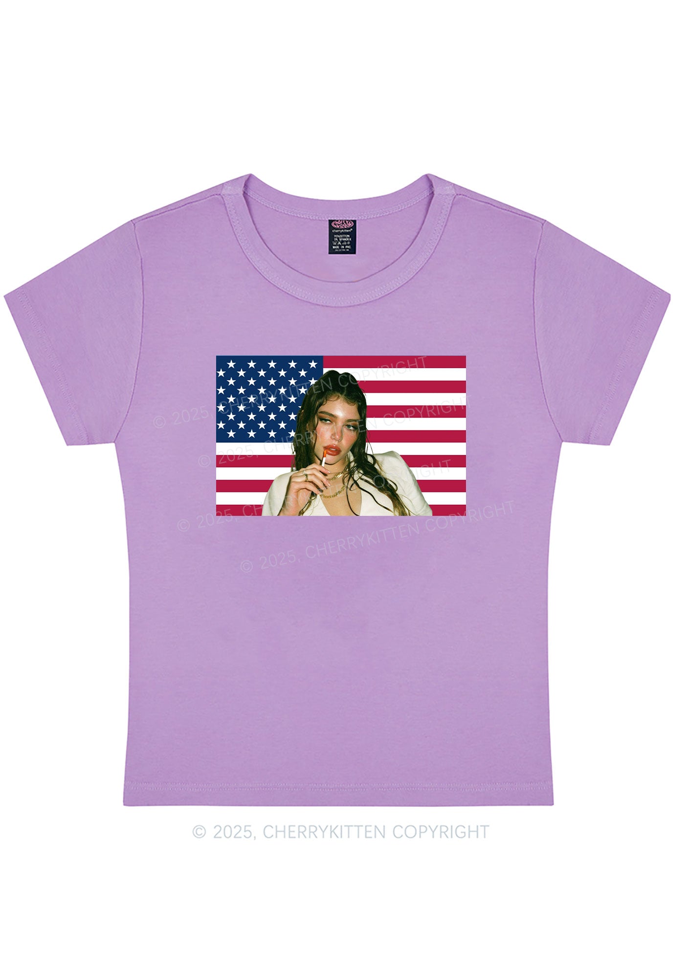 Custom Portrait Flag Y2K Baby Tee Cherrykitten