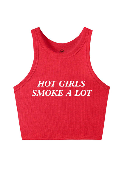 Hot Girls Smoke A Lot Y2K Crop Tank Top Cherrykitten