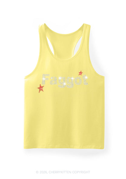 Rhinestone Faggot Pride Y2K Men Racerback Tank Top Cherrykitten