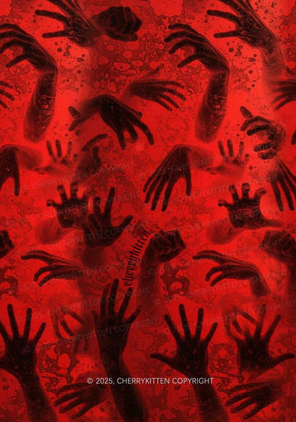 Halloween Red Hands Chaos Y2K Print Cami Crop Top Cherrykitten