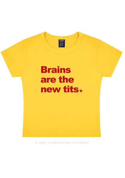Brains Are New Txts Y2K Baby Tee Cherrykitten