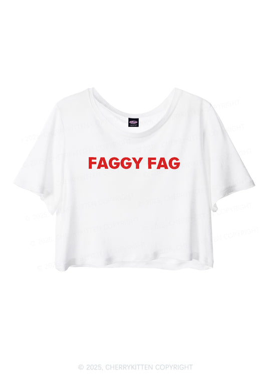 Faggy Fag Pride Y2K Sheer Crop Tee Cherrykitten