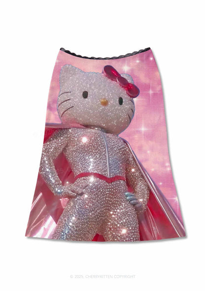 Diamond Kitten Y2K Print Midi Skirt Cherrykitten
