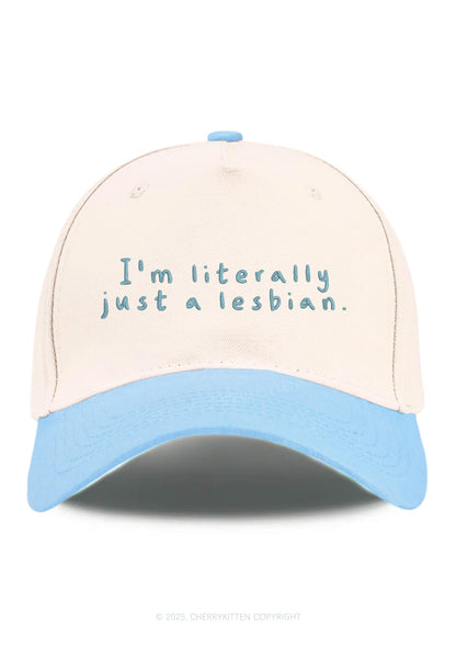 Embroidered Just A Lesbian Pride Y2K Color Block Baseball Cap Cherrykitten