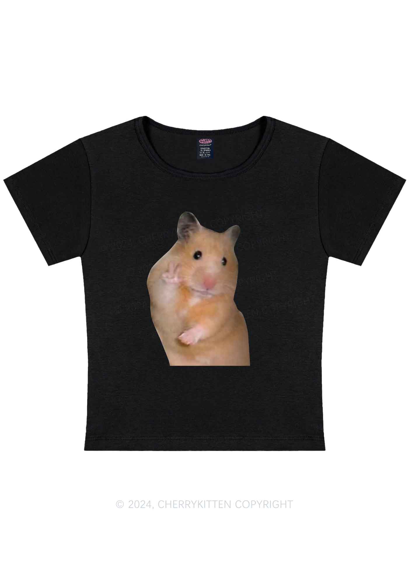 Peace Hamster Y2K Baby Tee Cherrykitten