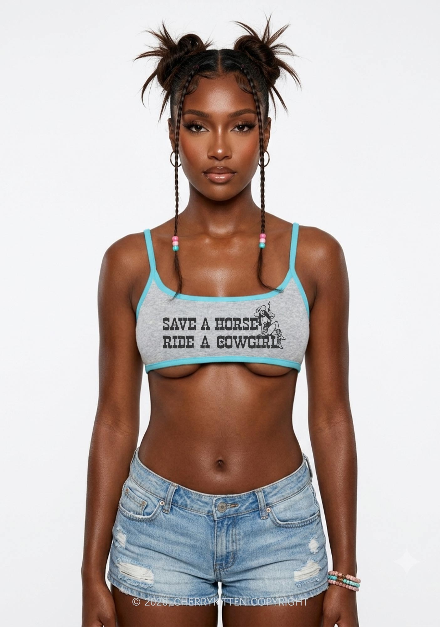 Ride Western Cowgirl Y2K Super Crop Cami Cherrykitten