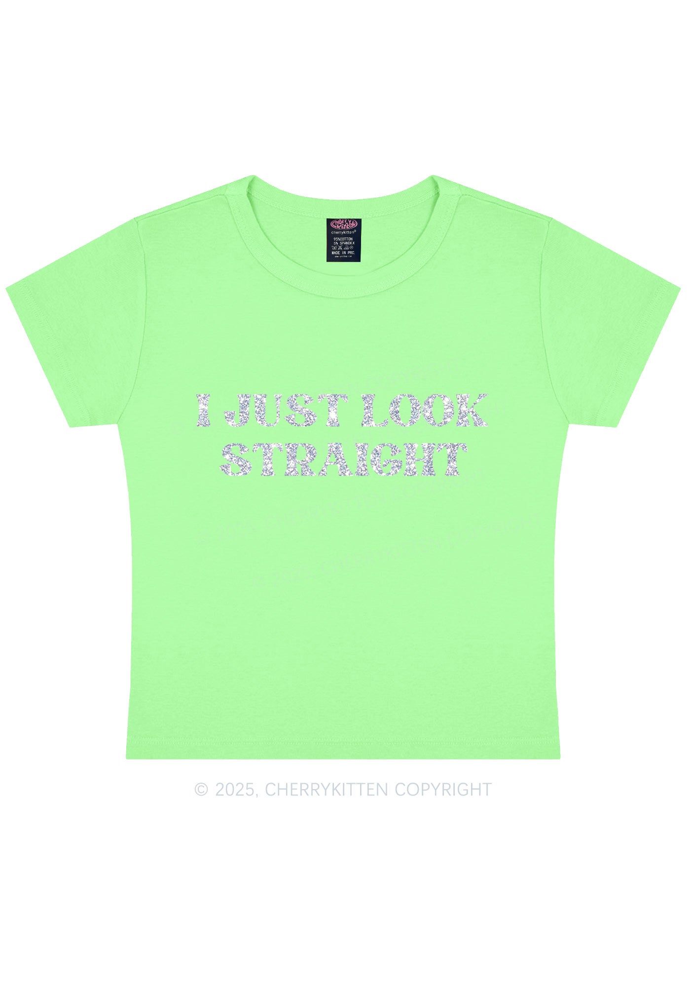 Glitter I Just Look Straight Pride Y2K Baby Tee Cherrykitten