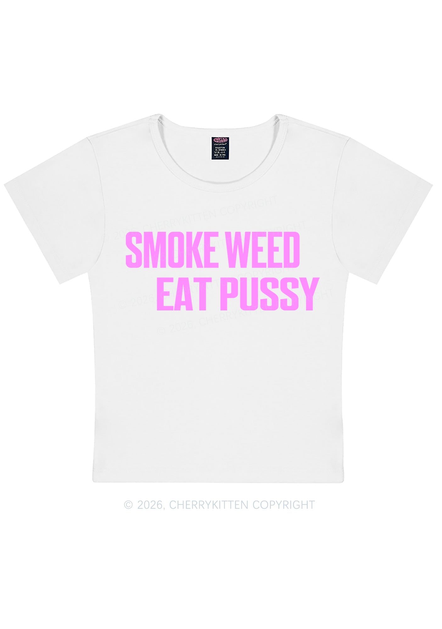 Smoke Wxxd Eat Puxxy Y2K Baby Tee Cherrykitten