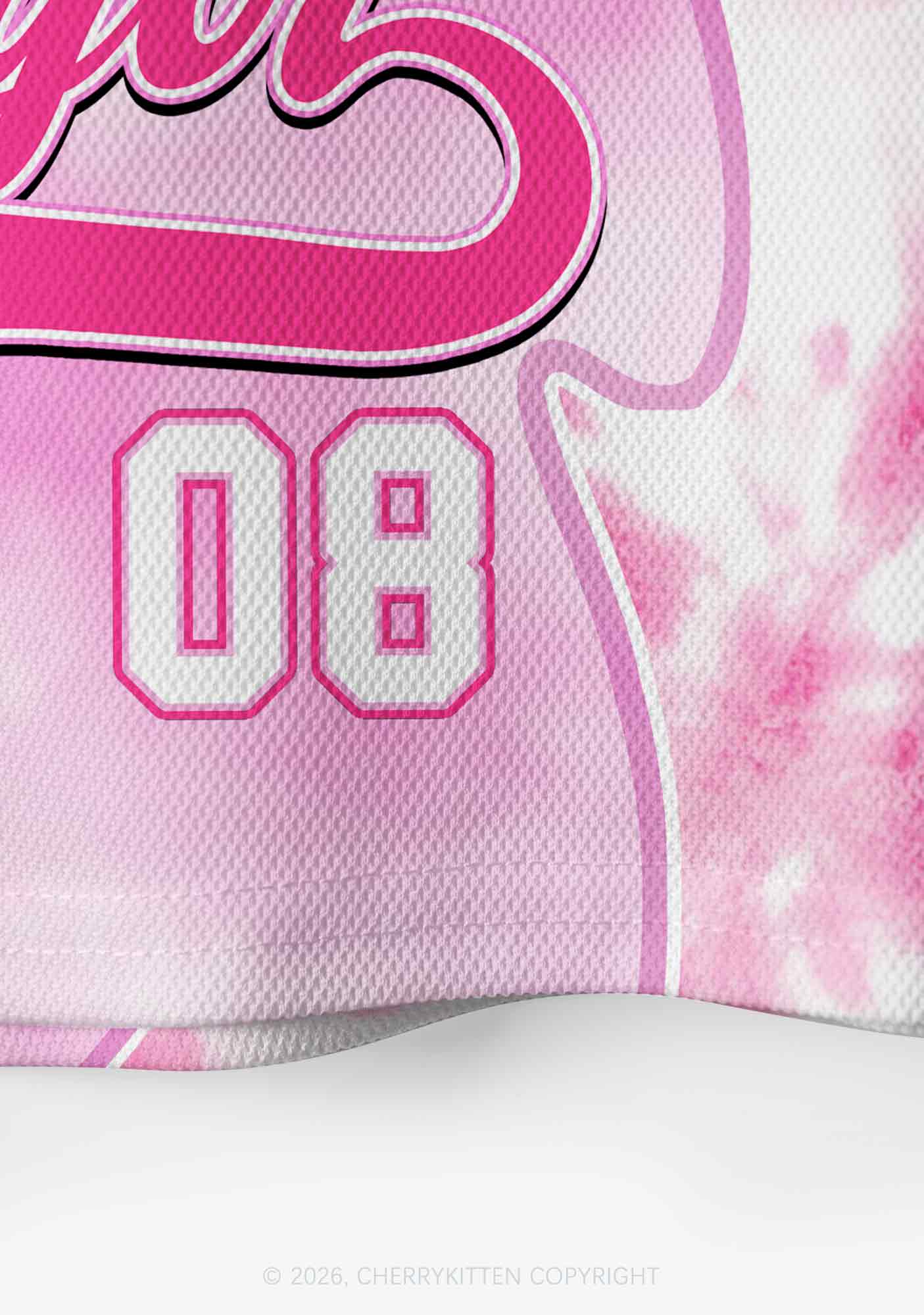 Pink Tie Dye Faggot Pride Y2K Crop Sport Jersey Shirts Cherrykitten