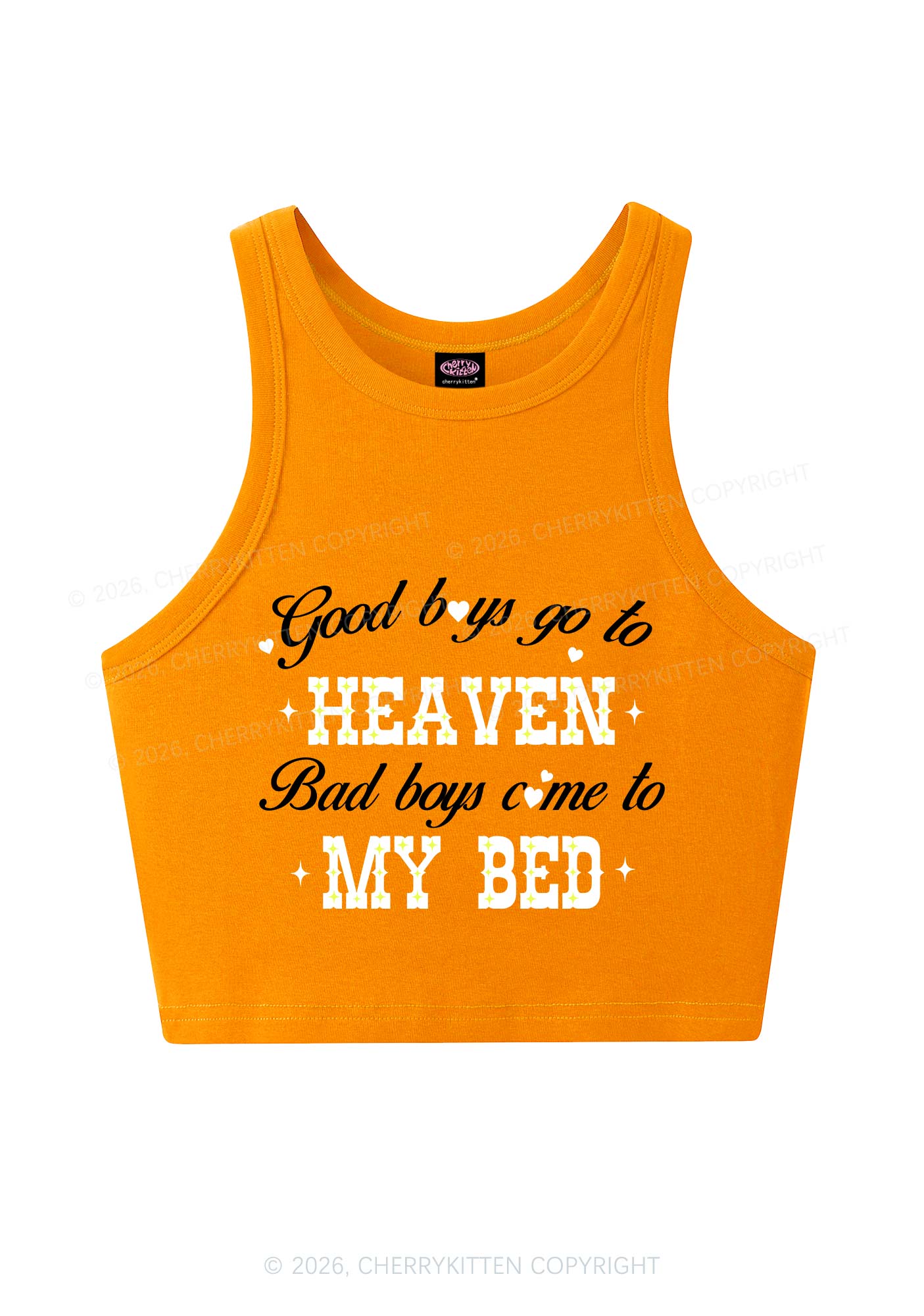 Bad Boys Come To My Bed Y2K Crop Tank Top Cherrykitten