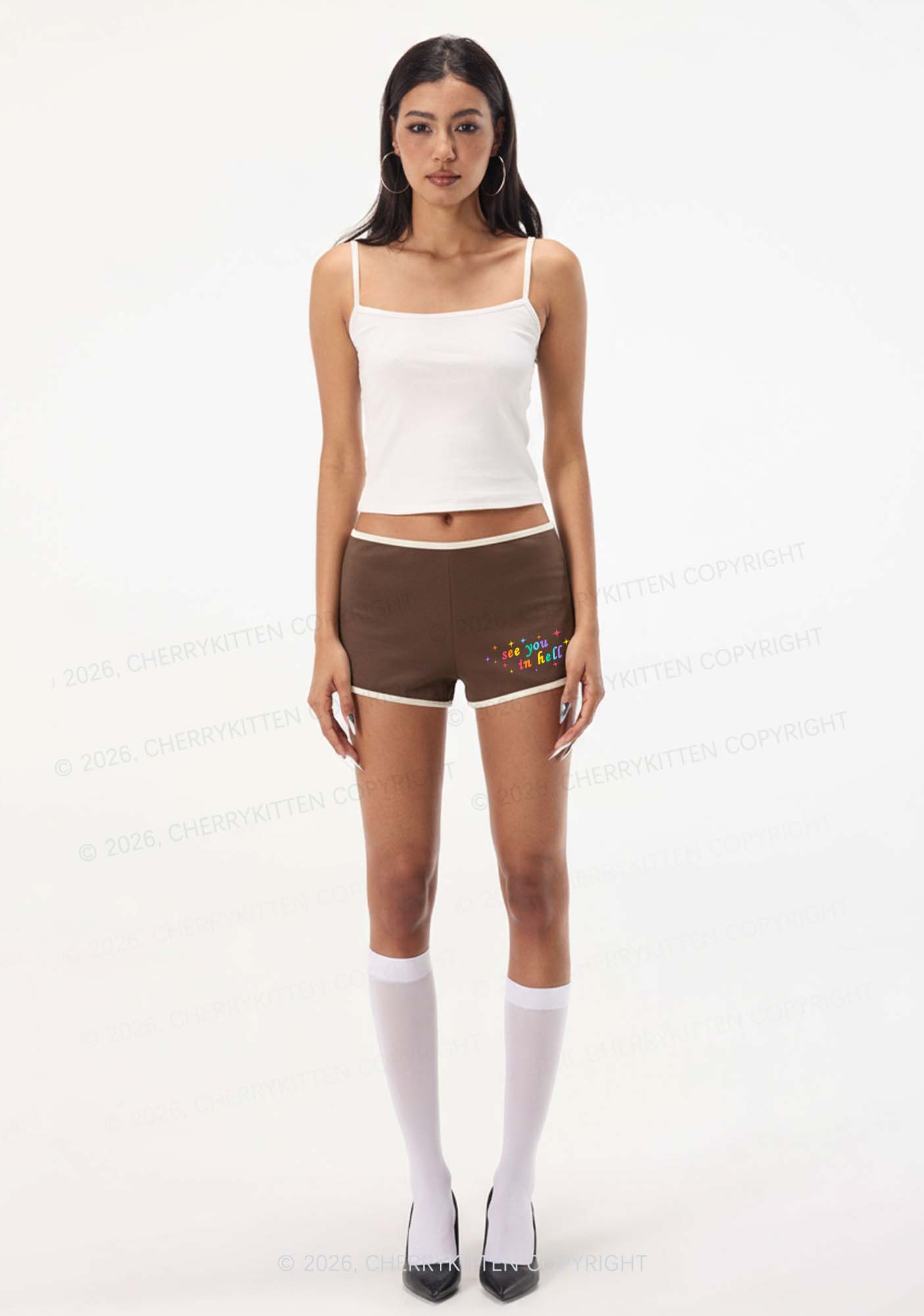 See You In Hell Pride Y2K Booty Shorts Cherrykitten