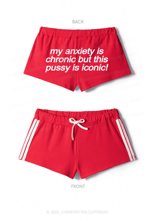 My Anxiety Is Chronic Y2K Drawstring Mini Shorts Cherrykitten