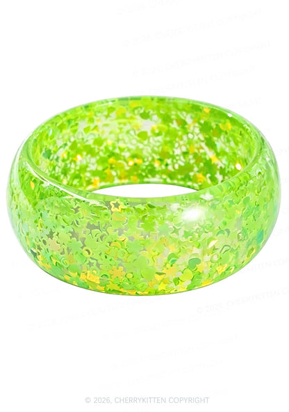 Glitter Sequins Jelly Color Y2K Cuff Bangle Cherrykitten
