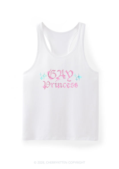 Rhinestone Gay Princess Pride Y2K Men Racerback Tank Top Cherrykitten