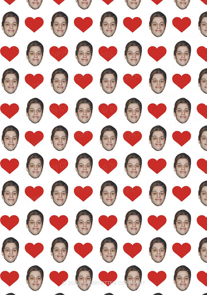 Custom White Hearts Photo Y2K Valentine's Day Y2K Fleece Long Sleeve Pajama Set Cherrykitten